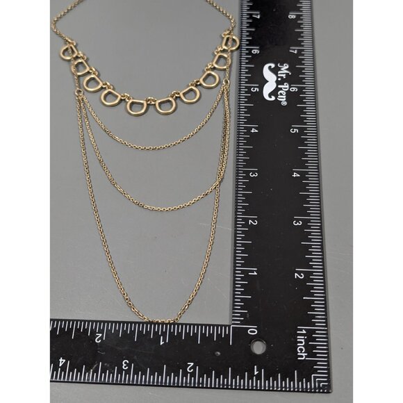 Lucky Brand Gold Tone Horse Bit Chain Derby Equestrian Layered Necklace Western - Picture 7 of 7
